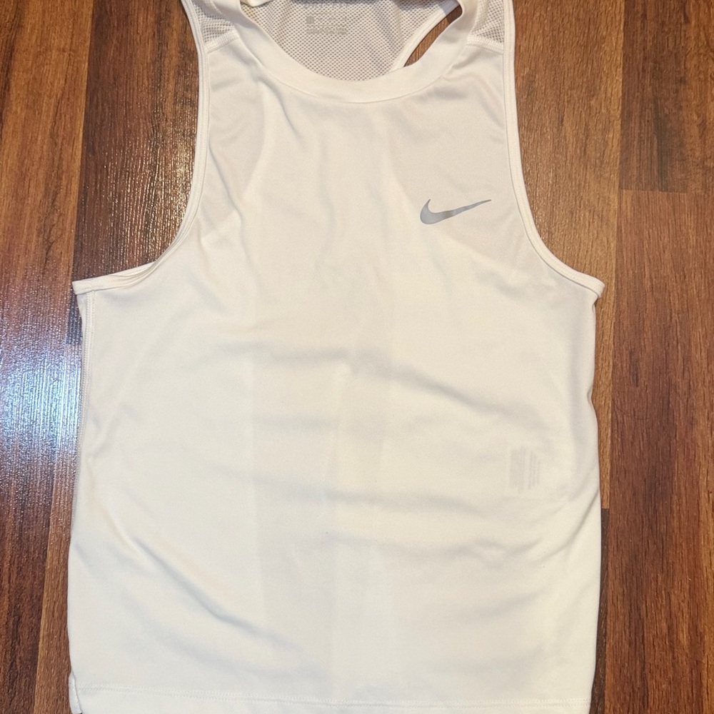 Nike White Athletic Tank with Mesh-Back